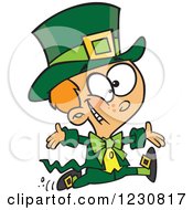 Poster, Art Print Of Cartoon St Patricks Day Boy Running In A Leprechaun Costume