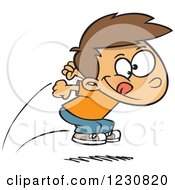 Poster, Art Print Of Cartoon Caucasian Boy Jumping