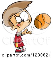 Poster, Art Print Of Cartoon Caucasian Boy Shooting A Basketball