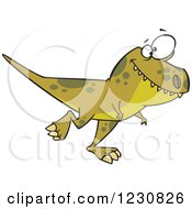 Poster, Art Print Of Clipart Of A Cartoon Green T Rex Dinosaur Walking  Royalty Free Vector Illustration