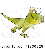 Poster, Art Print Of Cartoon Green King T Rex Dinosaur Walking