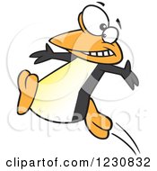 Clipart Of A Cartoon Happy Penguin Jumping Royalty Free Vector Illustration