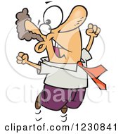 Clipart Of A Cartoon Happy Caucasian Business Man Jumping Royalty Free Vector Illustration by toonaday #COLLC1230841-0008