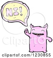 Clipart Of A Talking Pink Monster Royalty Free Vector Illustration