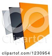 3d Shiny Orange Black And Silver Square Tiles Logo