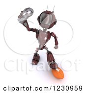 Poster, Art Print Of 3d Red Android Robot Holding An American Football Trophy