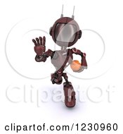 Clipart Of A 3d Red Android Robot Playing American Football Royalty Free Illustration