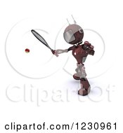 Clipart Of A 3d Red Android Robot Playing Tennis Royalty Free Illustration