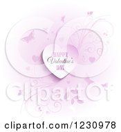 Poster, Art Print Of Happy Valentines Day Greeting Heart With Butterflies And Vines