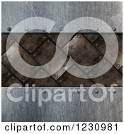 Clipart Of A 3d Scratched Metal Background With Diagonal Tiles Royalty Free Illustration