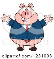Poster, Art Print Of Business Pig With Open Arms