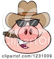 Poster, Art Print Of Pig Head With A Cowboy Hat Cigar And Sunglasses