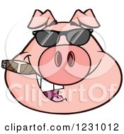 Poster, Art Print Of Pig Head With A Cigar And Sunglasses