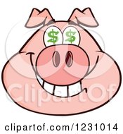 Poster, Art Print Of Pig Head With Dollar Eyes