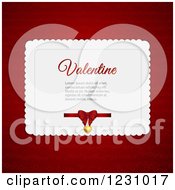 Clipart Of A Valentine Card And Sample Text With A Bow And Pendant Over Red Royalty Free Vector Illustration