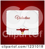 Poster, Art Print Of Valentine Card With A Bow And Pendant Over Red