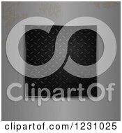 Clipart Of A 3d Black Diamond Plate Panel Framed With Rusty Brushed Metal Royalty Free Vector Illustration