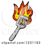 Clipart Of A Flaming Spatula Royalty Free Vector Illustration by lineartestpilot