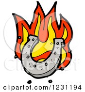 Clipart Of A Flaming Horseshoe Royalty Free Vector Illustration by lineartestpilot