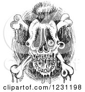 Poster, Art Print Of Black And White Sketched Punk Skull And Crossbones