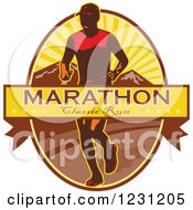 Poster, Art Print Of Marathon Classic Run Banner Over A Man And Mountains