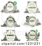Clipart Of Money Themed Labels With Sample Text Royalty Free Vector Illustration by BestVector