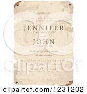 Poster, Art Print Of Vintage Distressed Wedding Invitation Paper With Sample Text