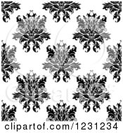 Poster, Art Print Of Seamless Black And White Arabesque Damask Background Pattern 12