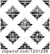 Poster, Art Print Of Seamless Black And White Arabesque Damask Background Pattern 15