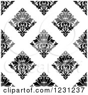 Poster, Art Print Of Seamless Black And White Arabesque Damask Background Pattern 14
