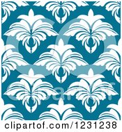 Poster, Art Print Of Seamless White And Blue Arabesque Damask Background Pattern