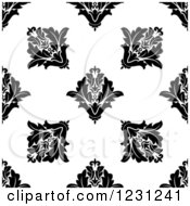 Poster, Art Print Of Seamless Black And White Arabesque Damask Background Pattern 13