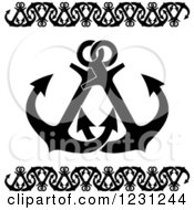 Clipart Of Black And White Anchors And Border Royalty Free Vector Illustration