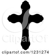 Clipart Of A Black And White Christian Cross 5 Royalty Free Vector Illustration