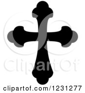 Clipart Of A Black And White Christian Cross 8 Royalty Free Vector Illustration