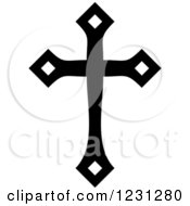 Clipart Of A Black And White Christian Cross Royalty Free Vector Illustration