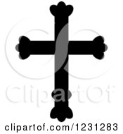 Clipart Of A Black And White Christian Cross 12 Royalty Free Vector Illustration
