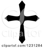 Clipart Of A Black And White Christian Cross 13 Royalty Free Vector Illustration