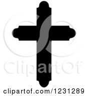 Clipart Of A Black And White Christian Cross 6 Royalty Free Vector Illustration