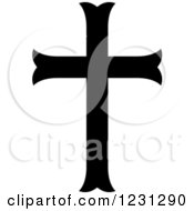 Clipart Of A Black And White Christian Cross 7 Royalty Free Vector Illustration