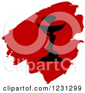 Clipart Of A Red Painted Section With A Cadeceus Royalty Free Vector Illustration
