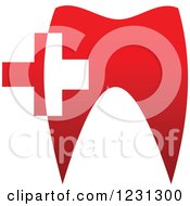 Clipart Of A Red Tooth And Medical Cross Royalty Free Vector Illustration