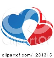Poster, Art Print Of Blue White And Red Hearts