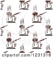 Poster, Art Print Of Seamless Background Pattern Of Coffee Frothing Pitchers And Cups