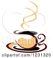 Poster, Art Print Of Tan And Brown Hot Steamy Coffee Cup 10