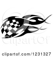 Black And White Flaming Checkered Racing Flag