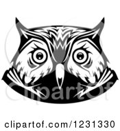 Clipart Of A Black And White Owl Face Tribal Tattoo 2 Royalty Free Vector Illustration