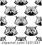 Clipart Of A Seamless Pattern Background Of Owls In Black And White 6 Royalty Free Vector Illustration