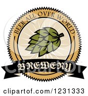 Clipart Of A Beer Brewery And Hops Label Royalty Free Vector Illustration by Vector Tradition SM