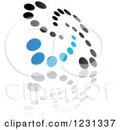 Clipart Of A Blue And Black Spiral Dot Logo And Reflection Royalty Free Vector Illustration
